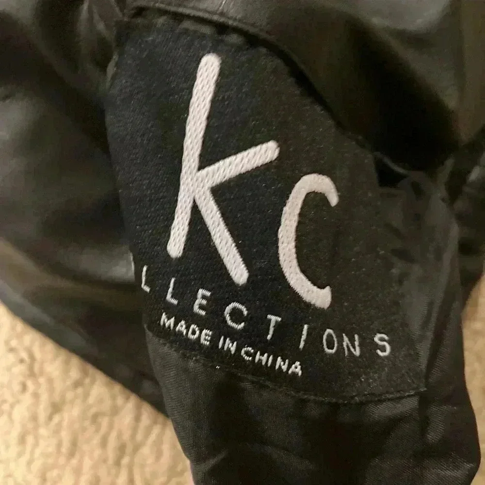 KC Collections Girls Faux Leather Jacket Coat Black Size M Reversible - Picture 3 of 9